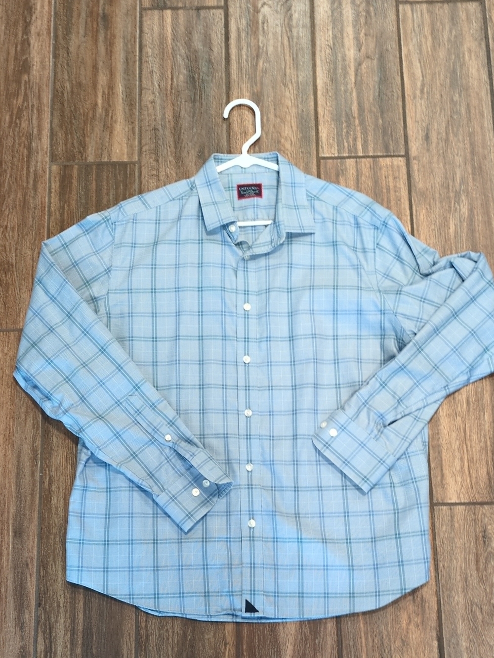 UNTUCKit Large Wrinkle Free Light Blue Plaid Men's Button-Down Shirt